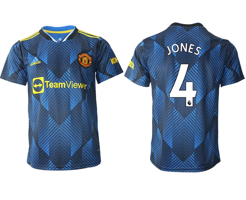 Men 2021-2022 Club Manchester United Second away aaa version blue #4 Soccer Jersey->manchester united jersey->Soccer Club Jersey